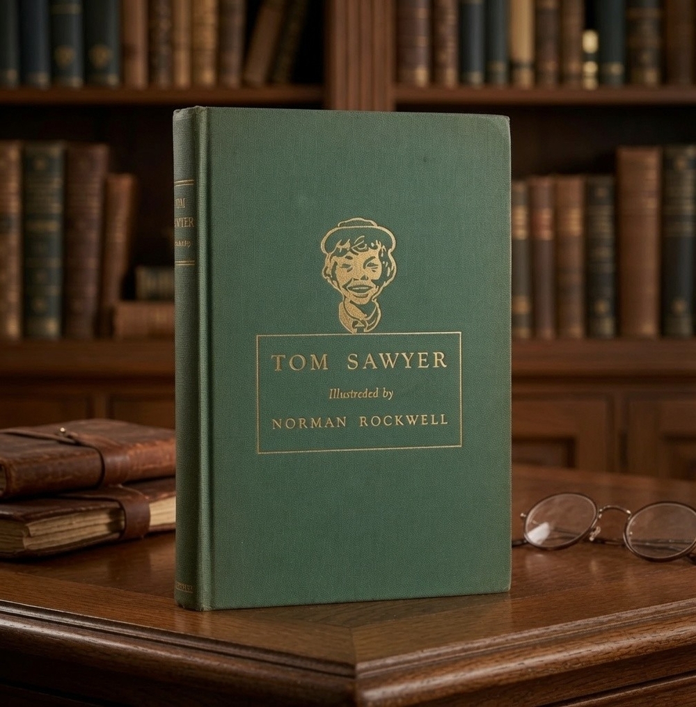 The Adventures of Tom Sawyer Illustrated Norman Rockwell Heritage Press Green